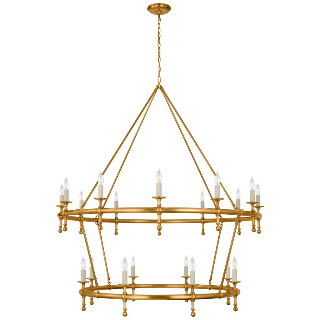 Classic 54" Two-Tier Ring Chandelier | Antique-Burnished Brass