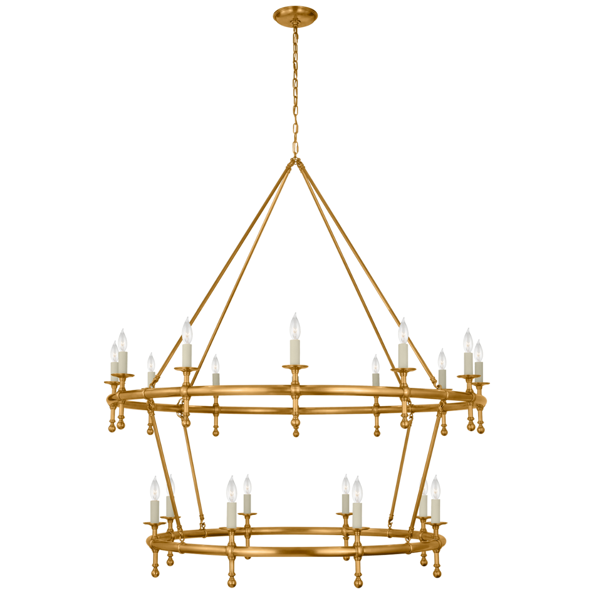 Classic 54" Two-Tier Ring Chandelier | Antique-Burnished Brass