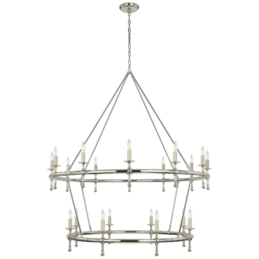 Classic 54" Two-Tier Ring Chandelier | Polished Nickel