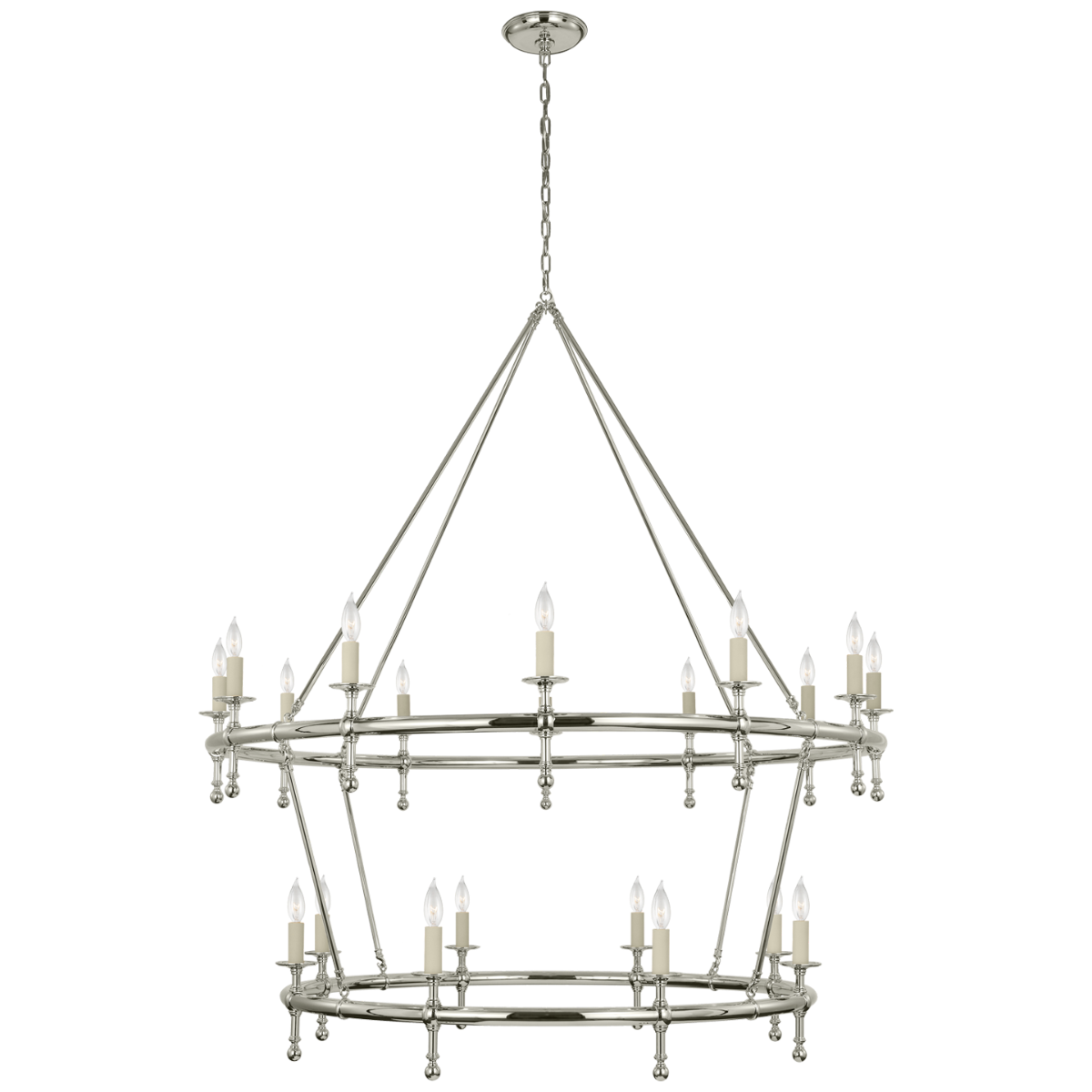 Classic 54" Two-Tier Ring Chandelier | Polished Nickel