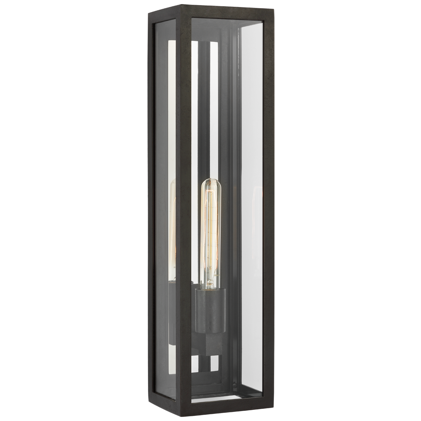 Fresno Large Tall 3/4 Wall Lantern | Aged Iron | Clear Glass