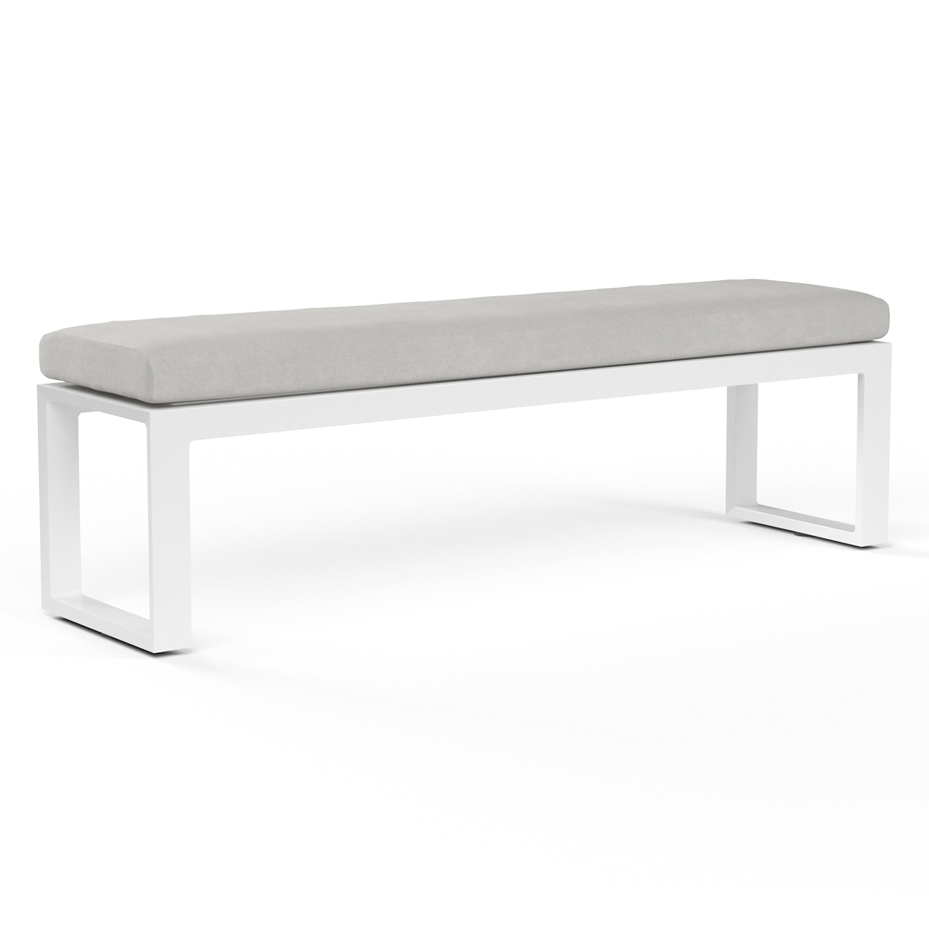 Newport Dining Bench in Cast Silver, No Welt