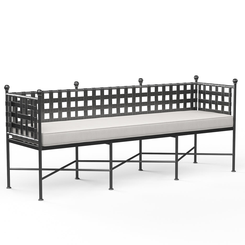 Provence Garden Bench in Canvas White w/ Self Welt