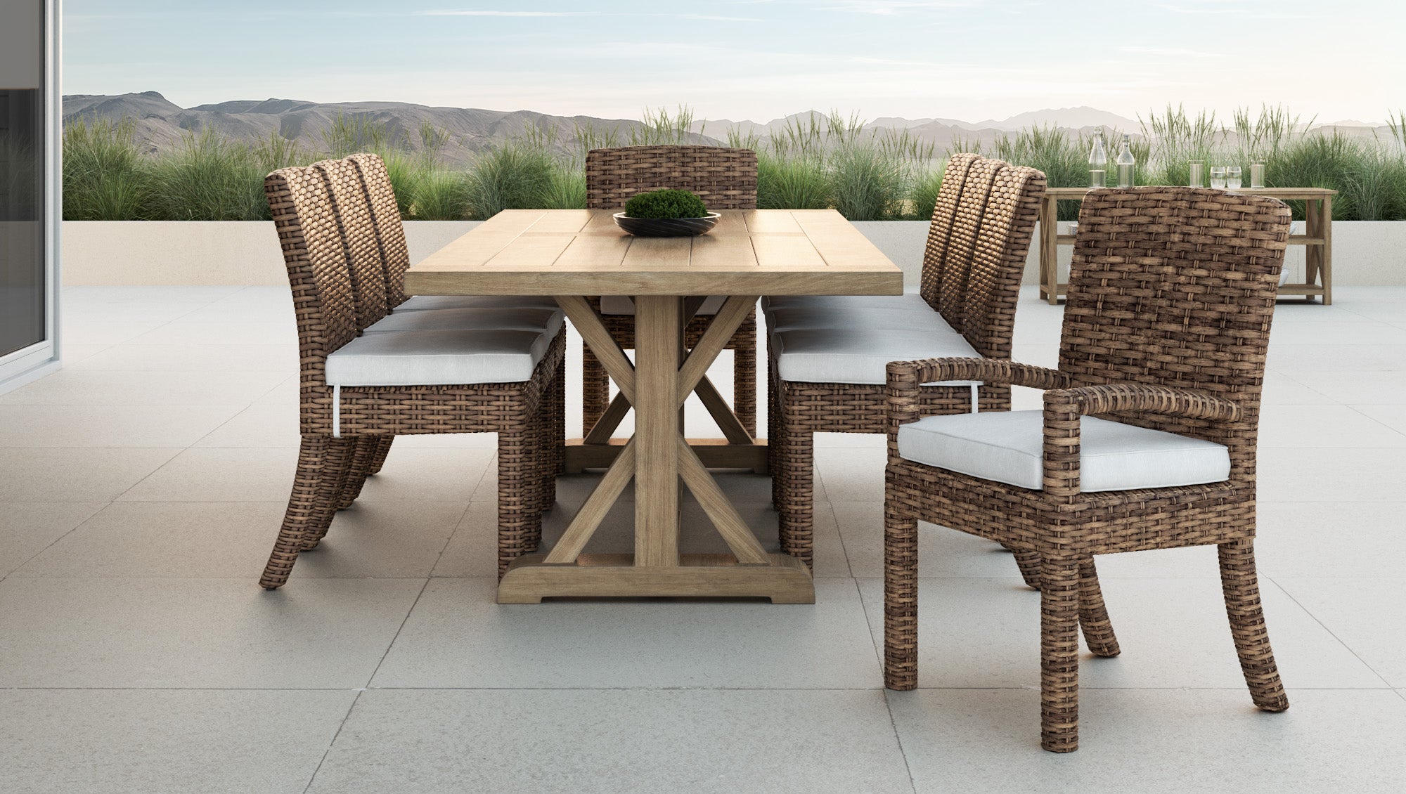 Coastal Teak 94" Trestle Dining Table