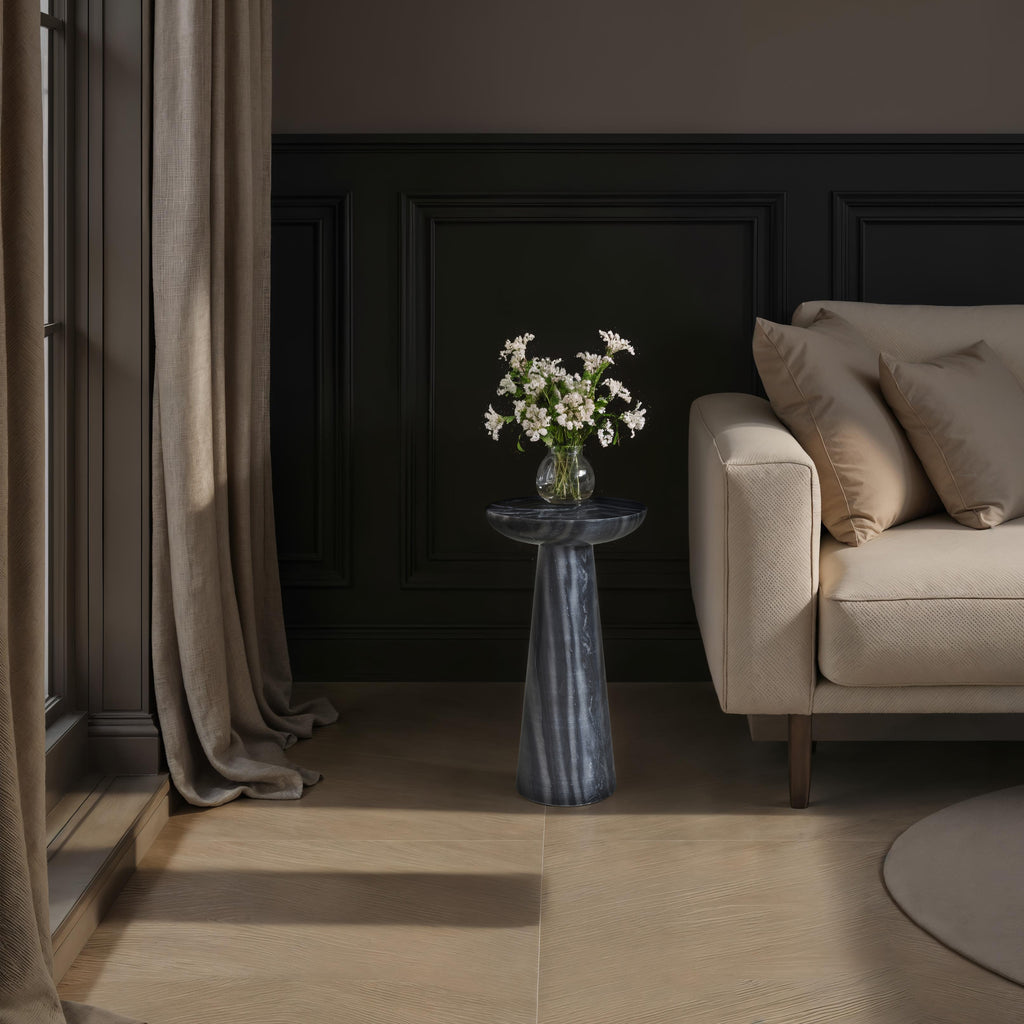 Mercura Side Table | Black Marble | Short