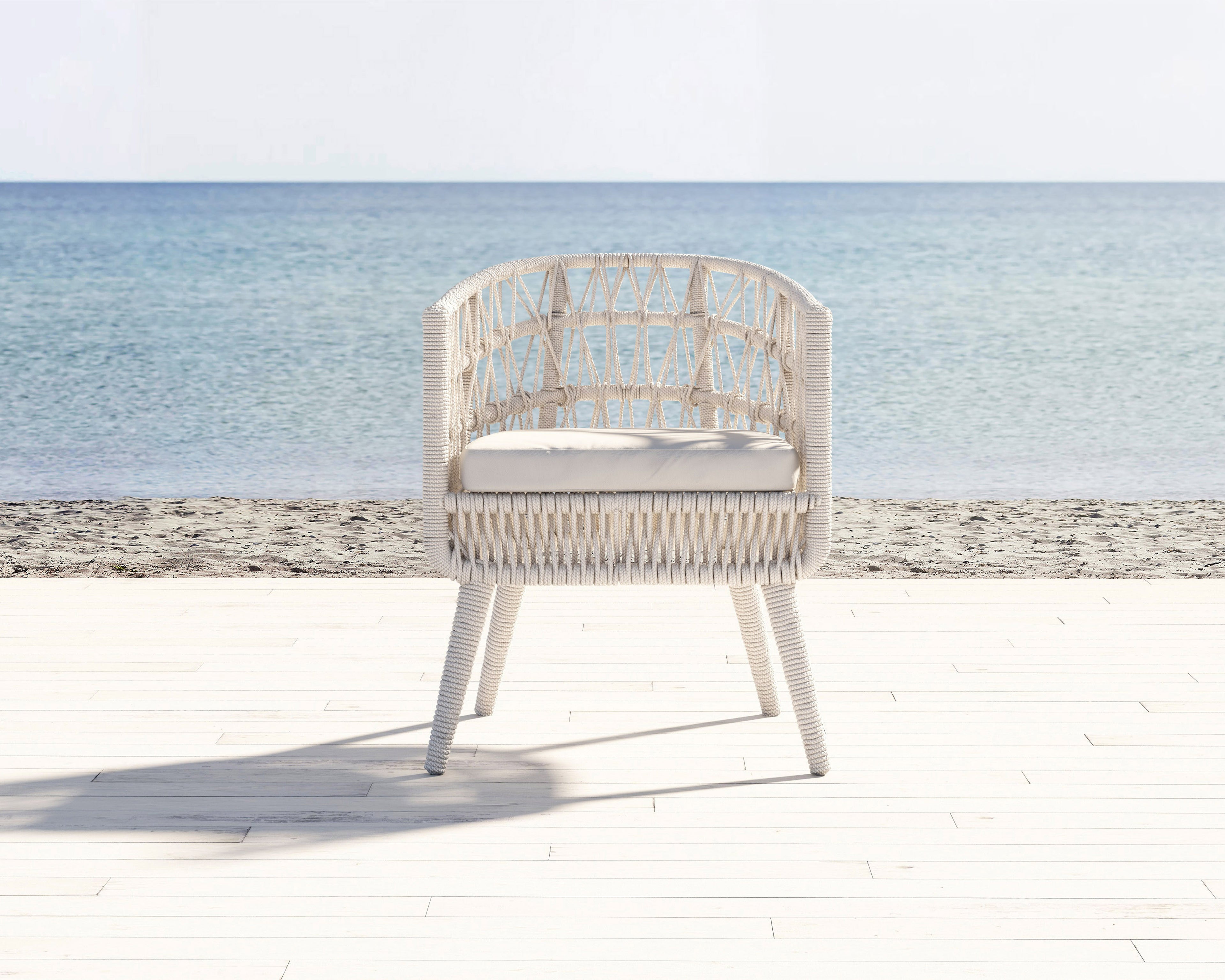 Dana Rope Dining Chair in Linen Canvas w/ Self Welt