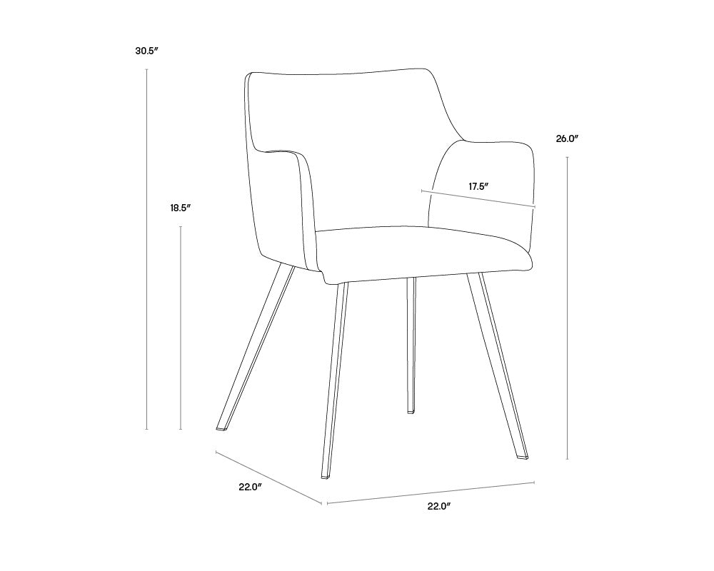Griffin Dining Armchair - November Grey / Bravo Cognac