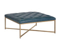 Endall Ottoman - Antique Brass - Vintage Peacock Leather