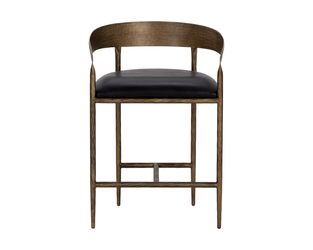 Zanatta Counter Stool - Charcoal Black Leather