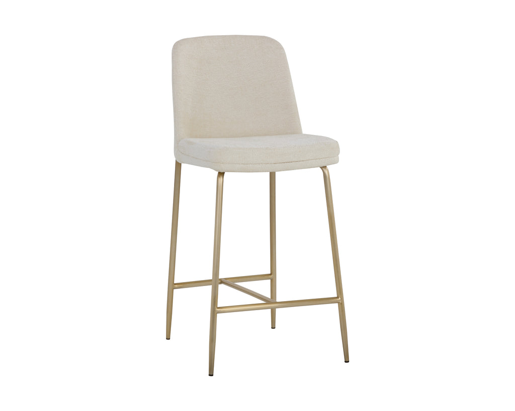 Zeke Counter Stool - Antique Brass - Bergen Ivory