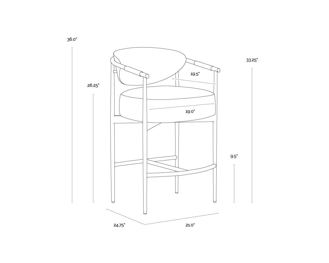 Heloise Counter Stool - Milliken Cognac