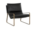 Zancor Lounge Chair - Antique Brass - Charcoal Black Leather