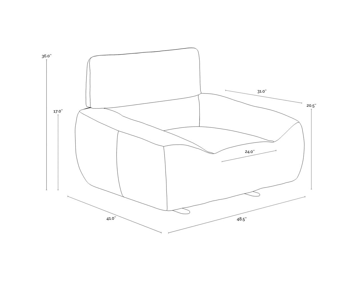 Paget Glider Lounge Chair - Camel Leather