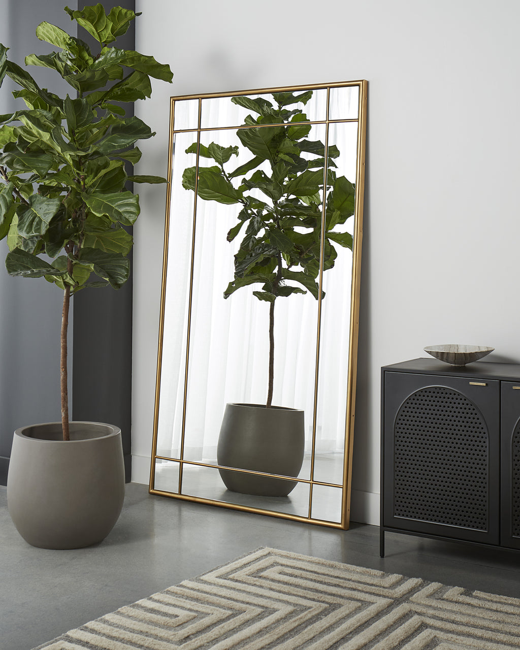 Pasadena Floor Mirror - Brass