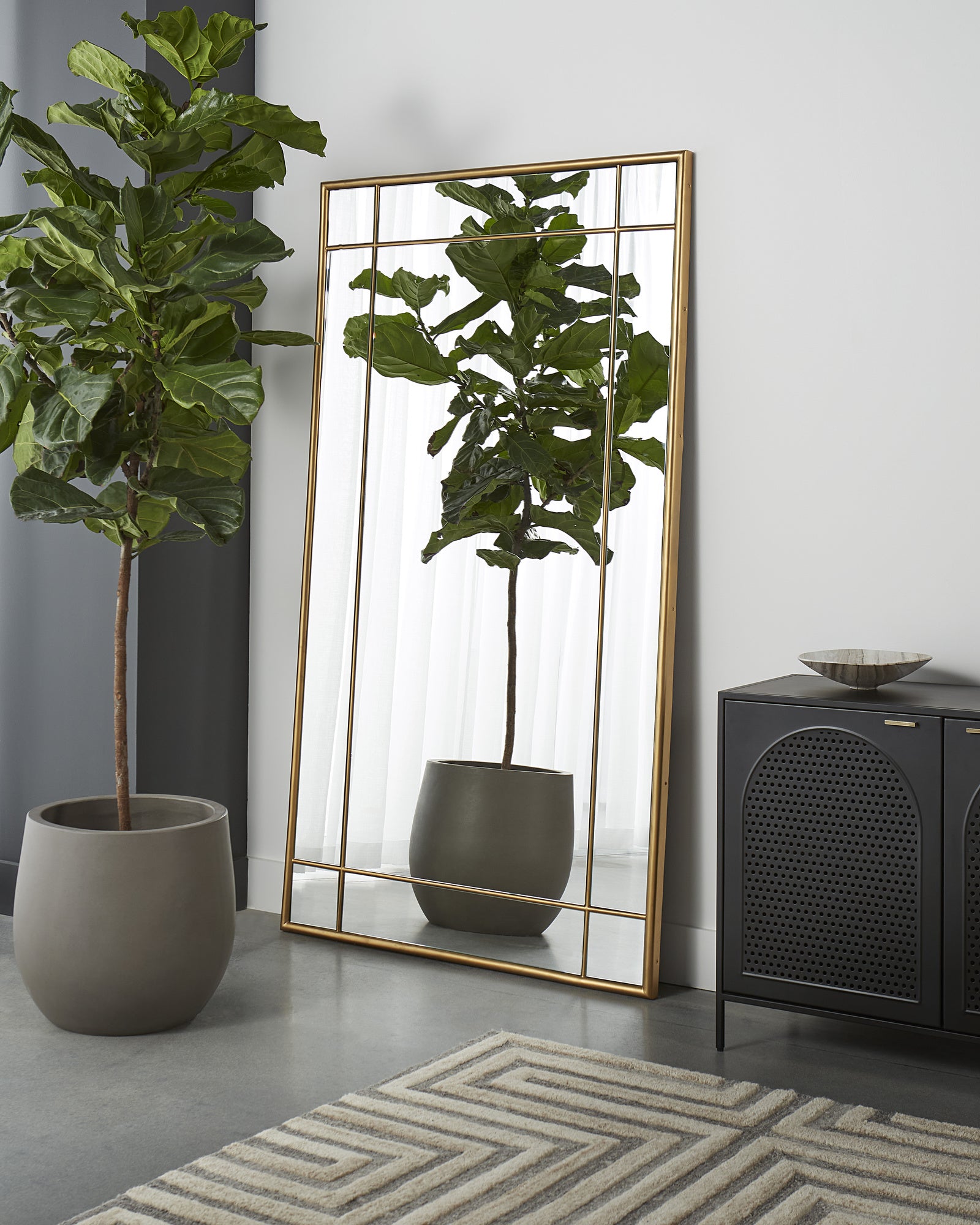 Pasadena Floor Mirror - Brass