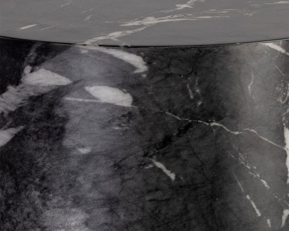 Aries End Table - Marble Look - Black