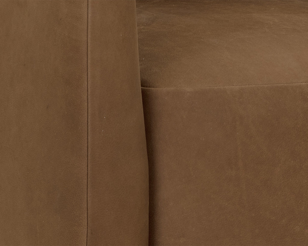 Emilie Swivel Lounge Chair - Nubuck Caramel Leather
