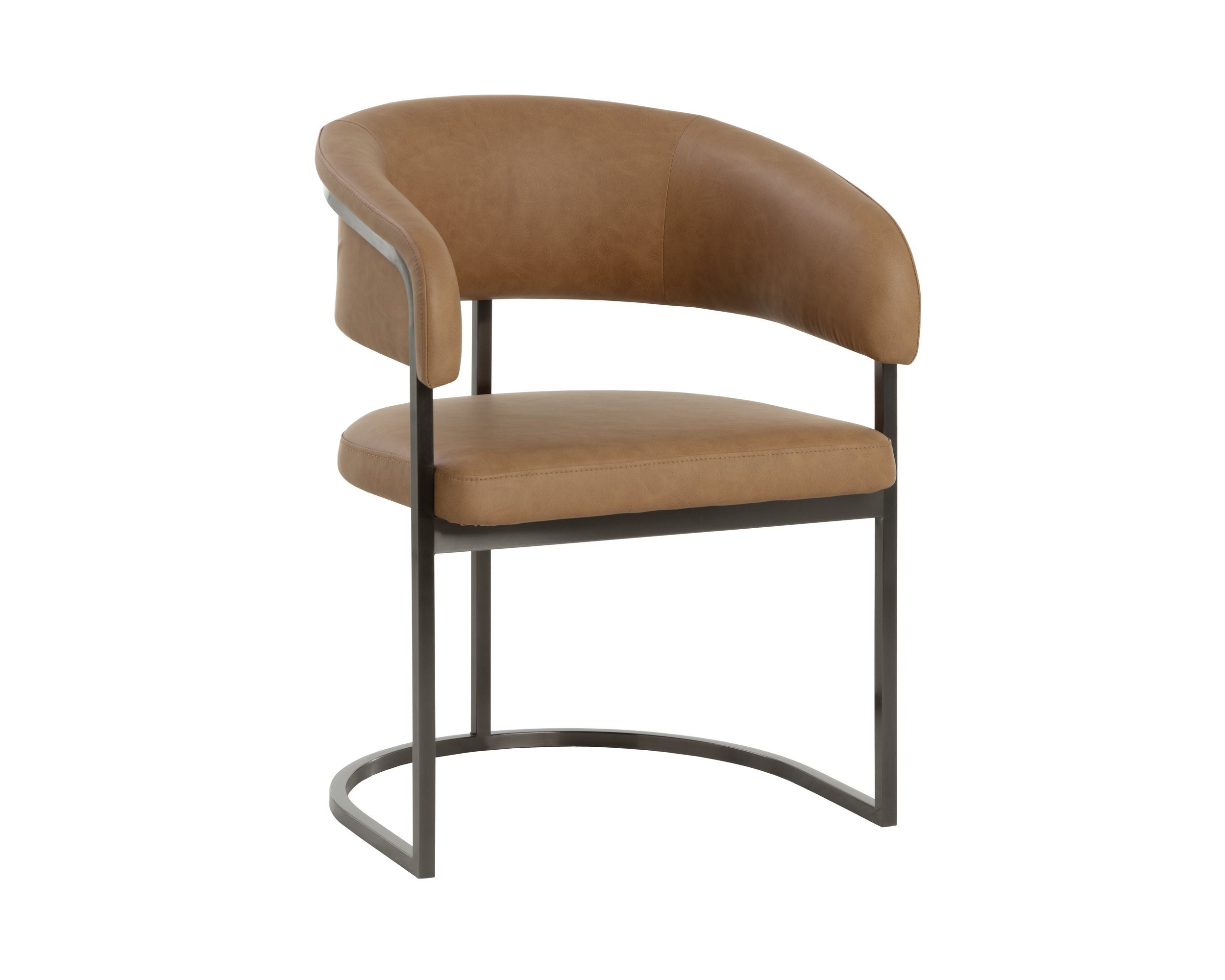 Marris Dining Armchair - Gunmetal - Milliken Cognac