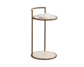 Parga End Table - Rustic Bronze - Travertine Look - Natural