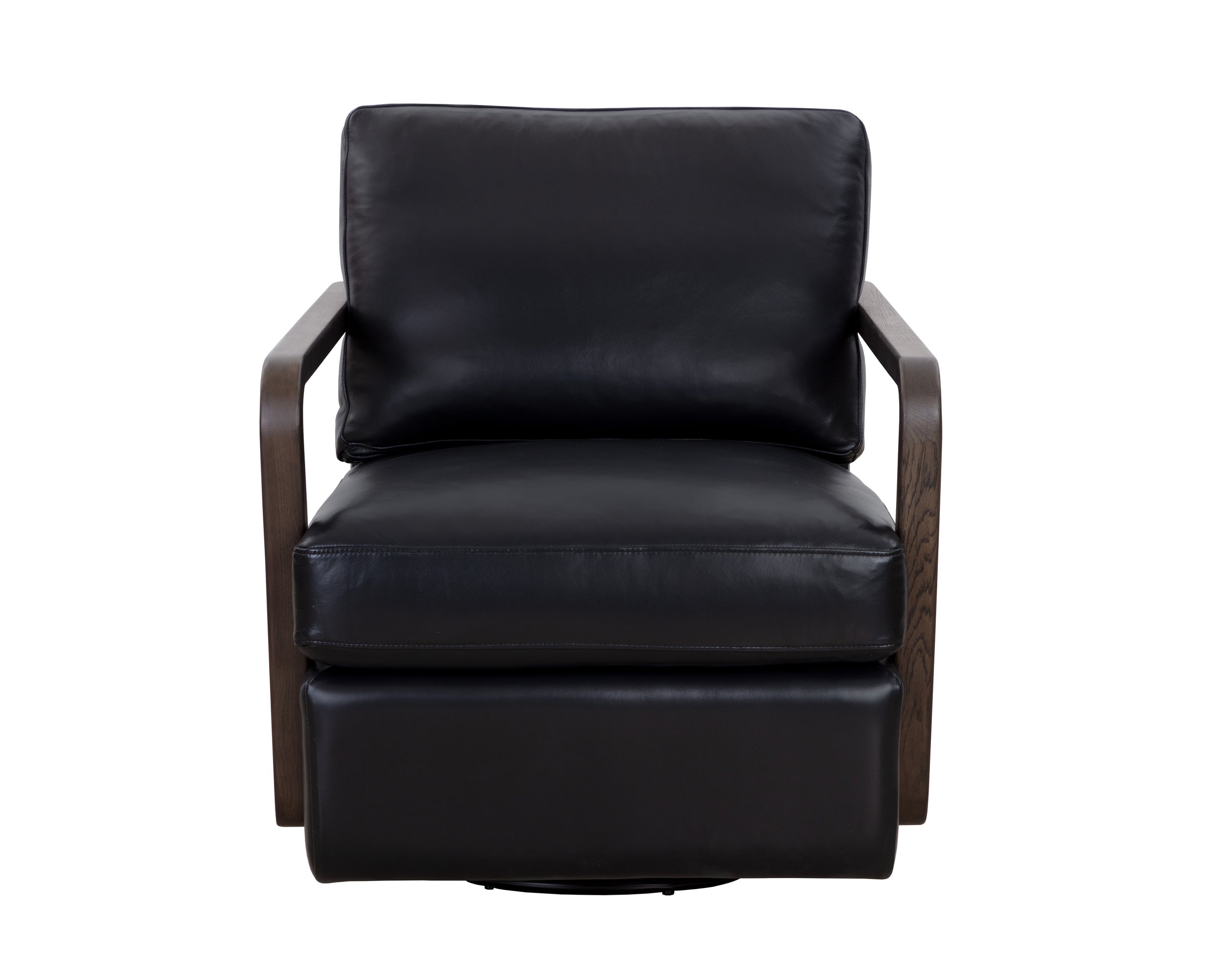 Castell Swivel Lounge Chair - Brown - Cortina Black Leather