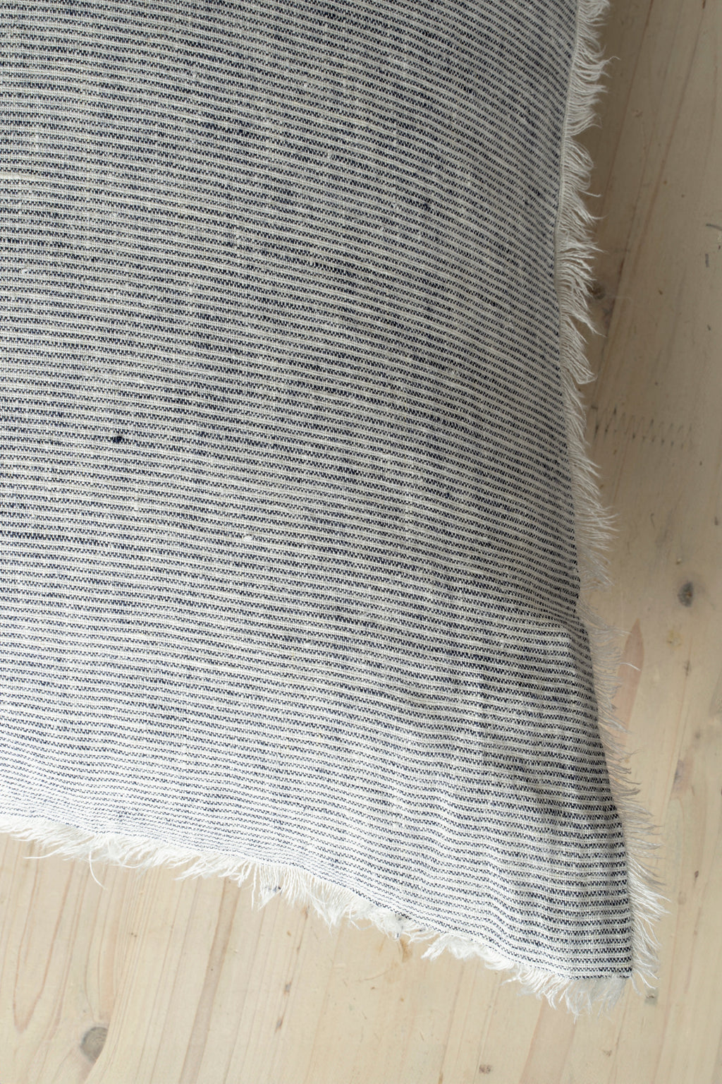24x24 Lina Linen Pillow Navy Stripe