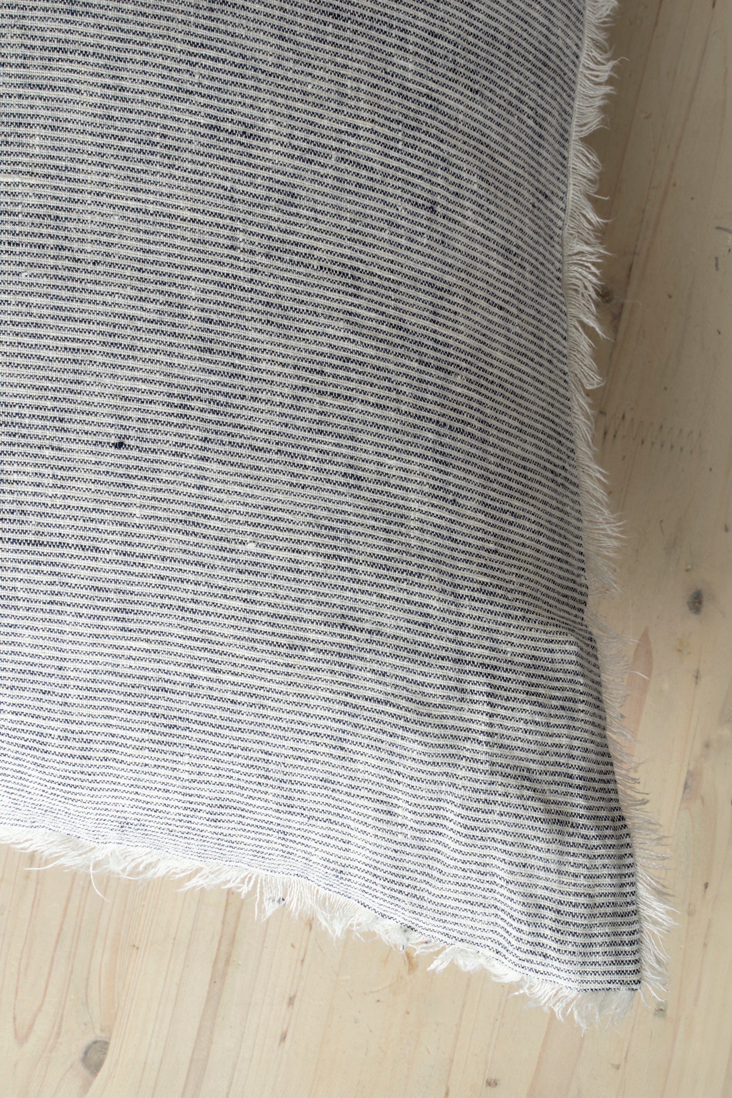 24x24 Lina Linen Pillow Navy Stripe