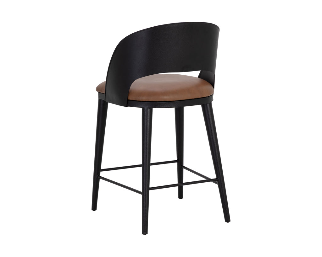 Dezirae Counter Stool - Black - Cognac Leather