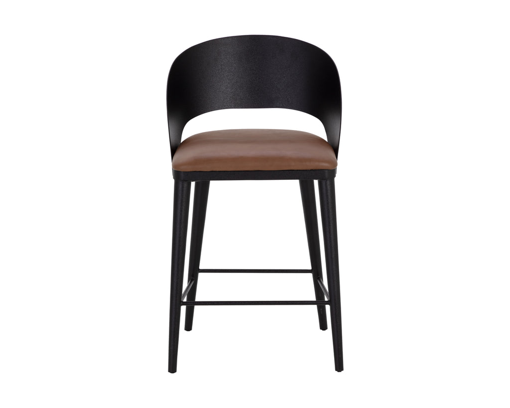 Dezirae Counter Stool - Black - Cognac Leather