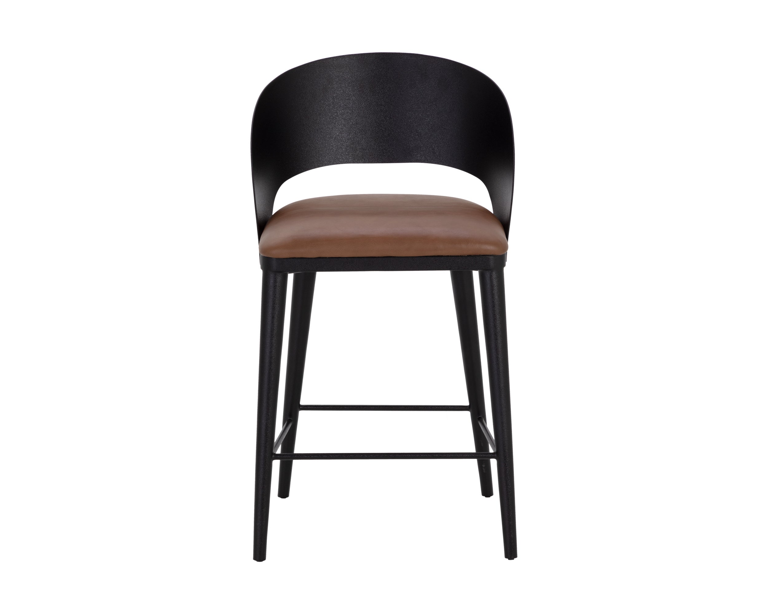 Dezirae Counter Stool - Black - Cognac Leather
