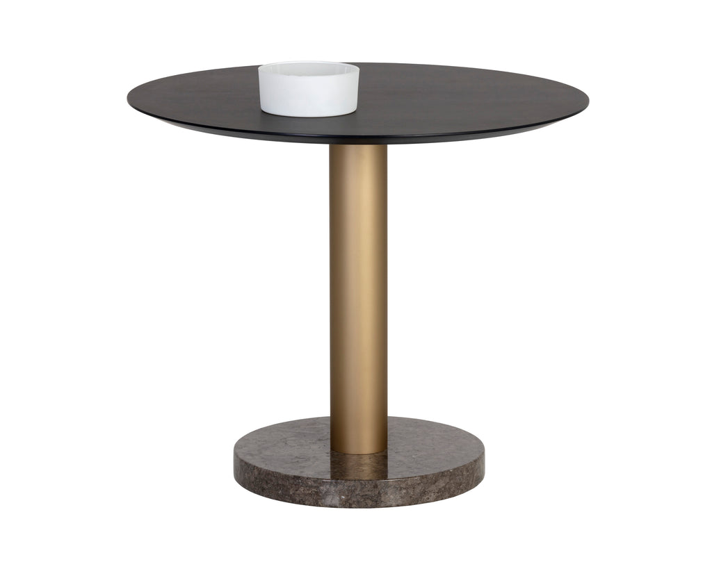 Monaco Bistro Table - Gold - Grey Marble / Charcoal Grey - 35.5"