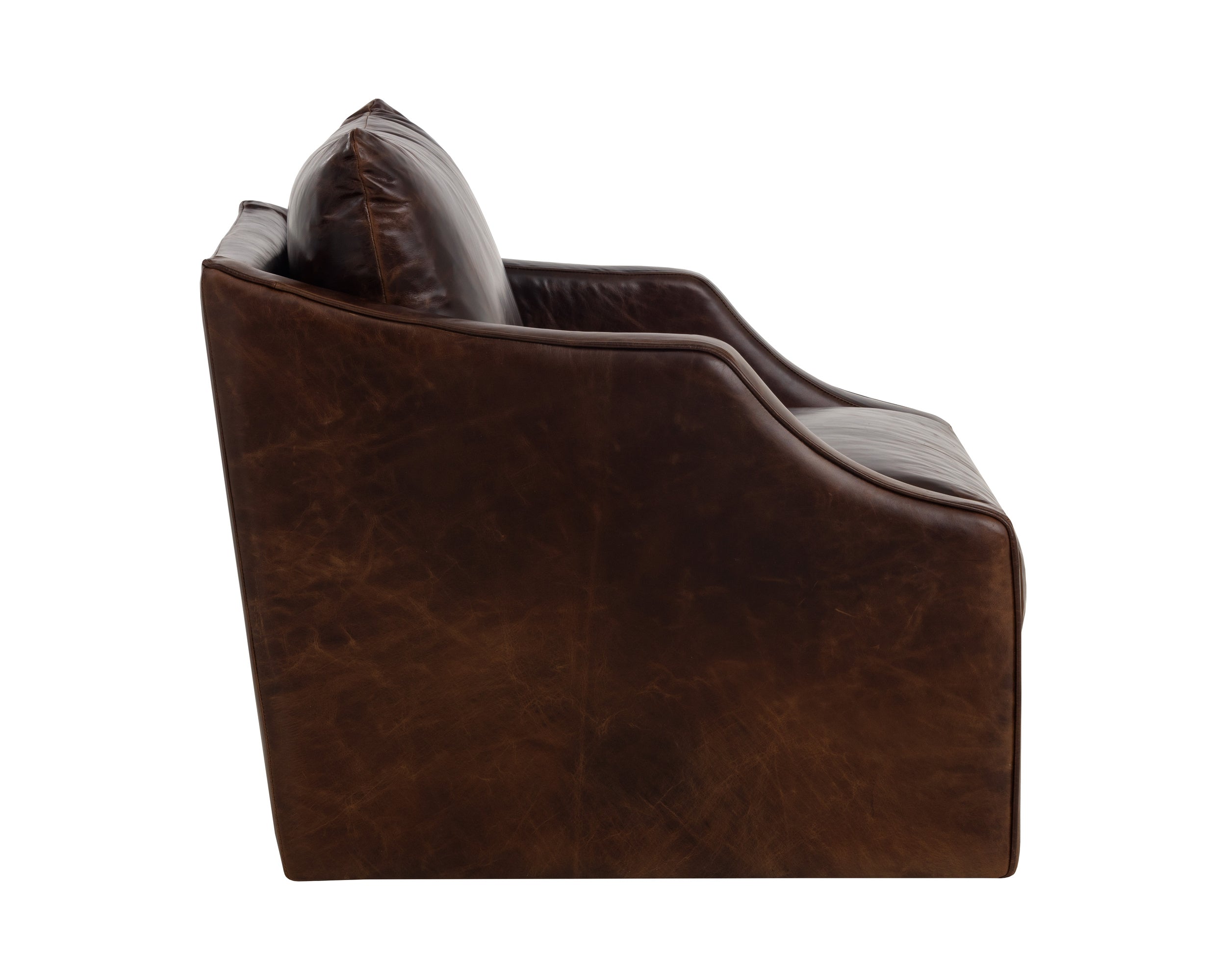 Orwell Swivel Lounge Chair - Chocolate Leather