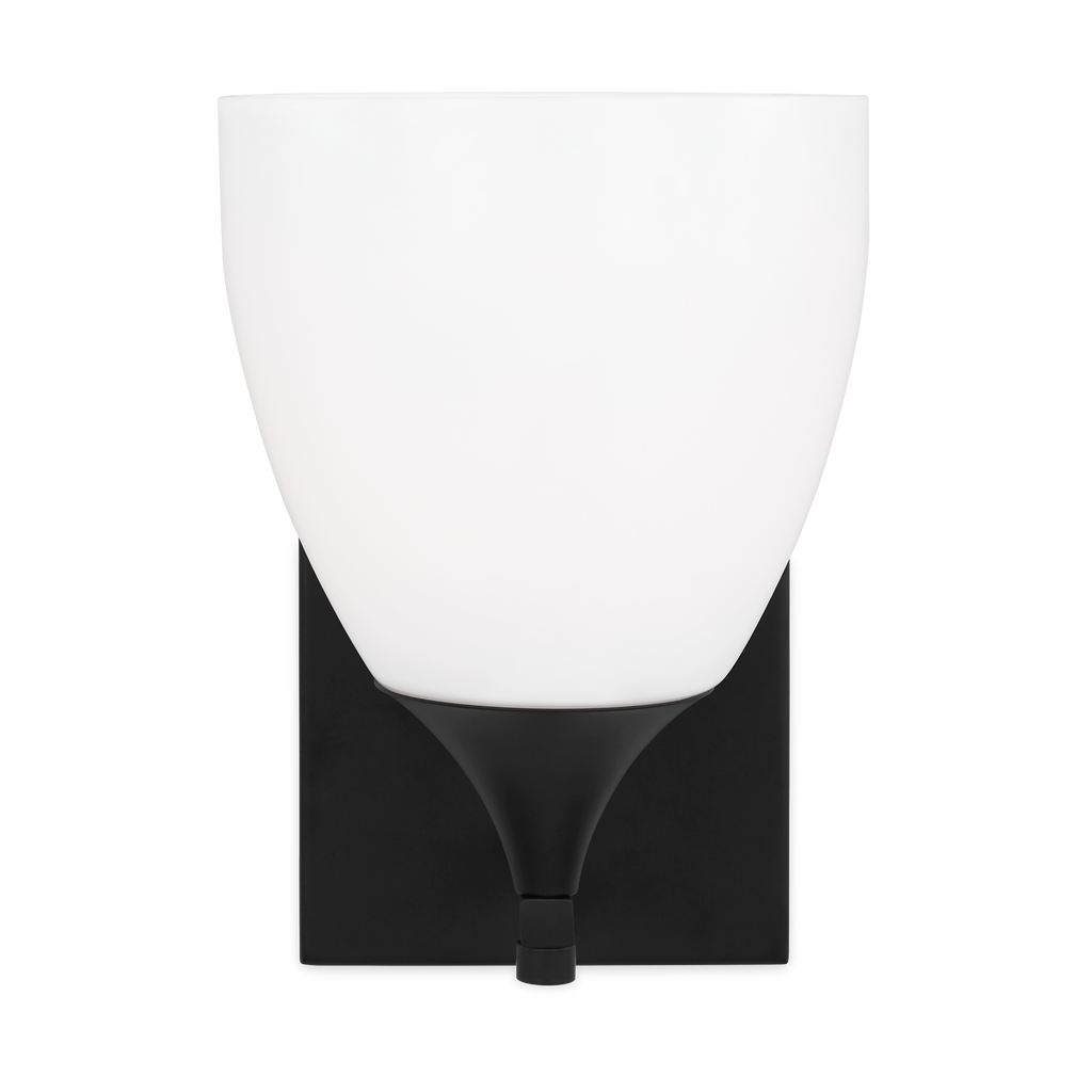 Toffino 1-Light Bath Sconce | Midnight Black | Milk Glass