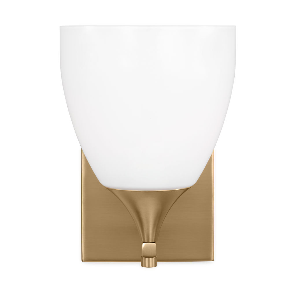 Toffino 1-Light Bath Sconce | Satin Brass | Milk Glass