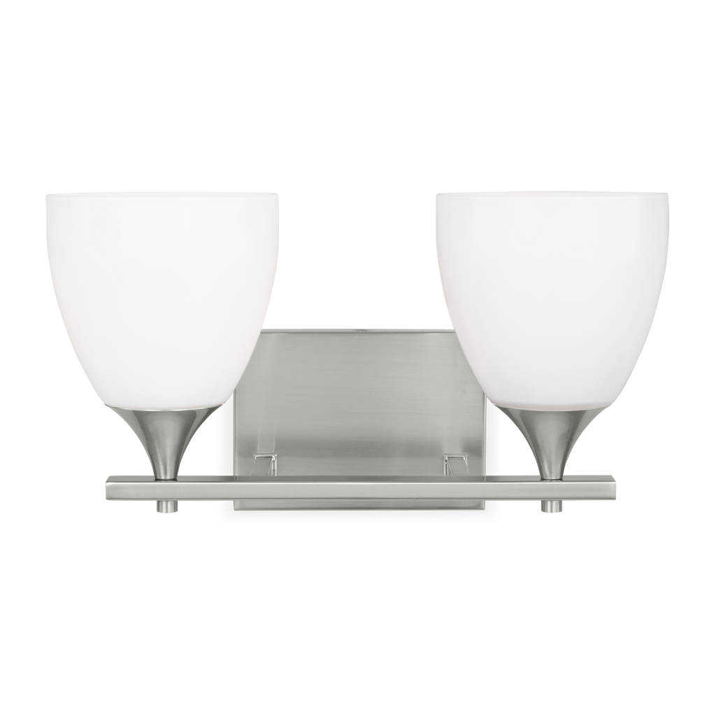 Toffino 2-Light Bath Sconce | Brushed Steel | Milk Glass