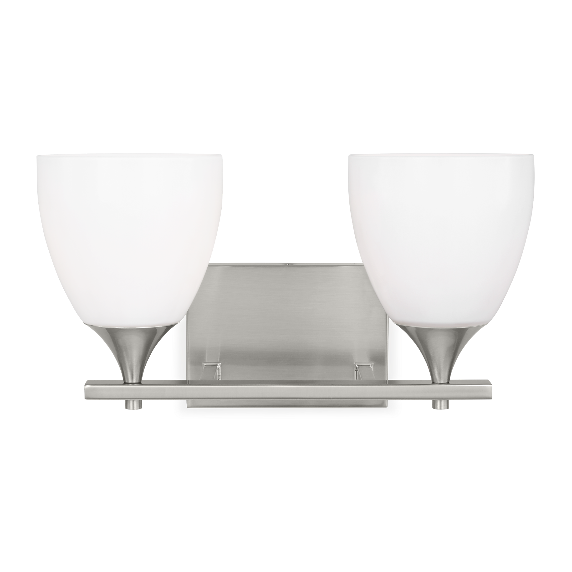 Toffino 2-Light Bath Sconce | Brushed Steel | Milk Glass