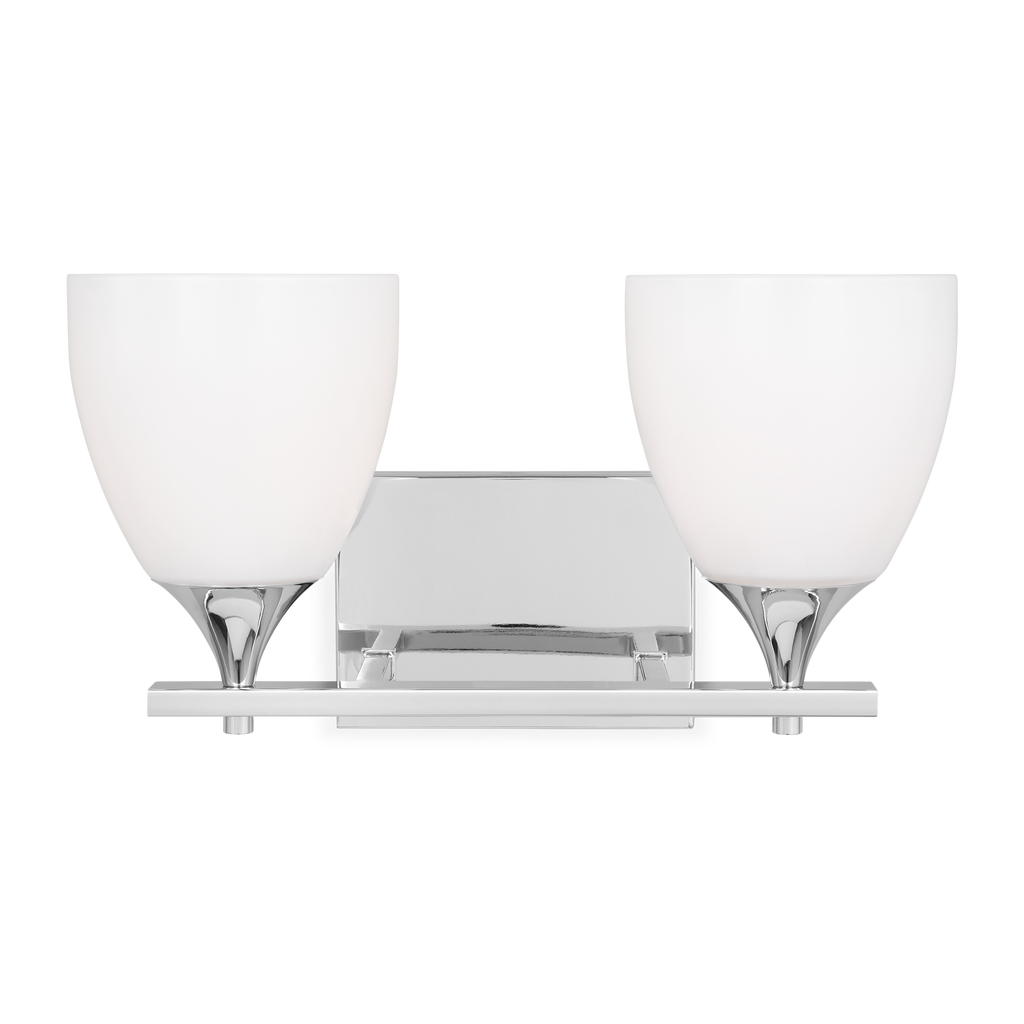 Toffino 2-Light Bath Sconce | Chrome | Milk Glass