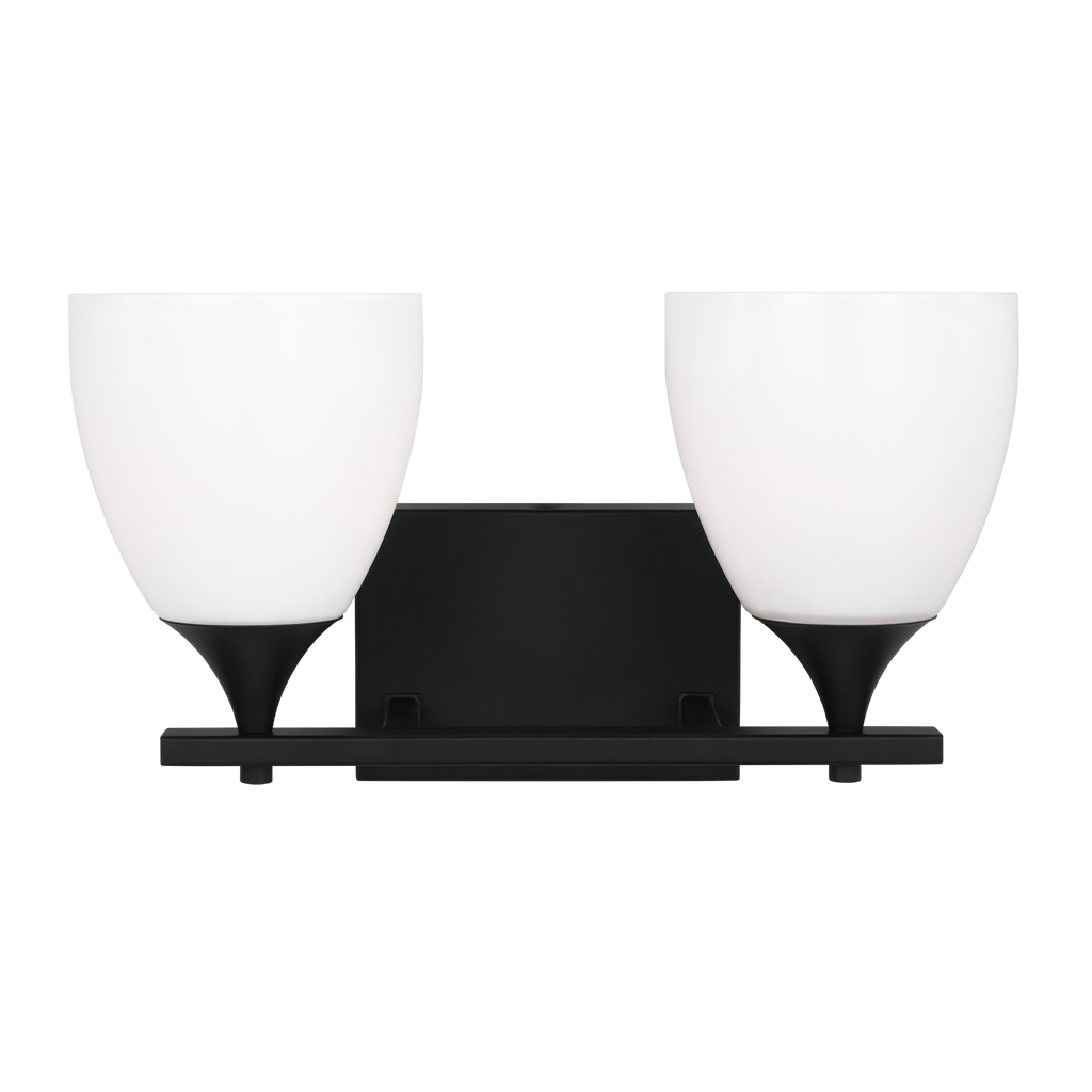 Toffino 2-Light Bath Sconce | Midnight Black | Milk Glass