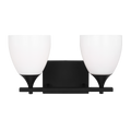 Toffino 2-Light Bath Sconce | Midnight Black | Milk Glass