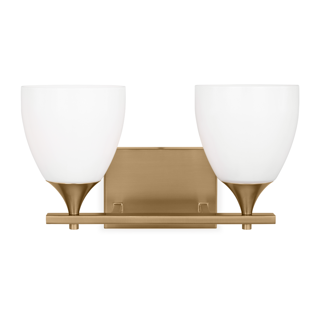 Toffino 2-Light Bath Sconce | Satin Brass | Milk Glass