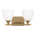 Toffino 2-Light Bath Sconce | Satin Brass | Milk Glass