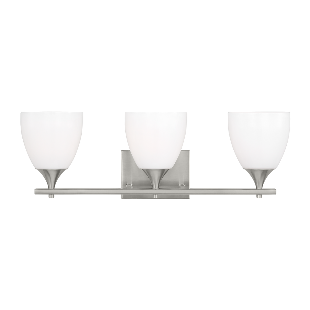 Toffino 3-Light Bath Sconce | Brushed Steel | Milk Glass