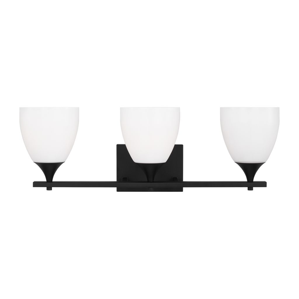 Toffino 3-Light Bath Sconce | Midnight Black | Milk Glass