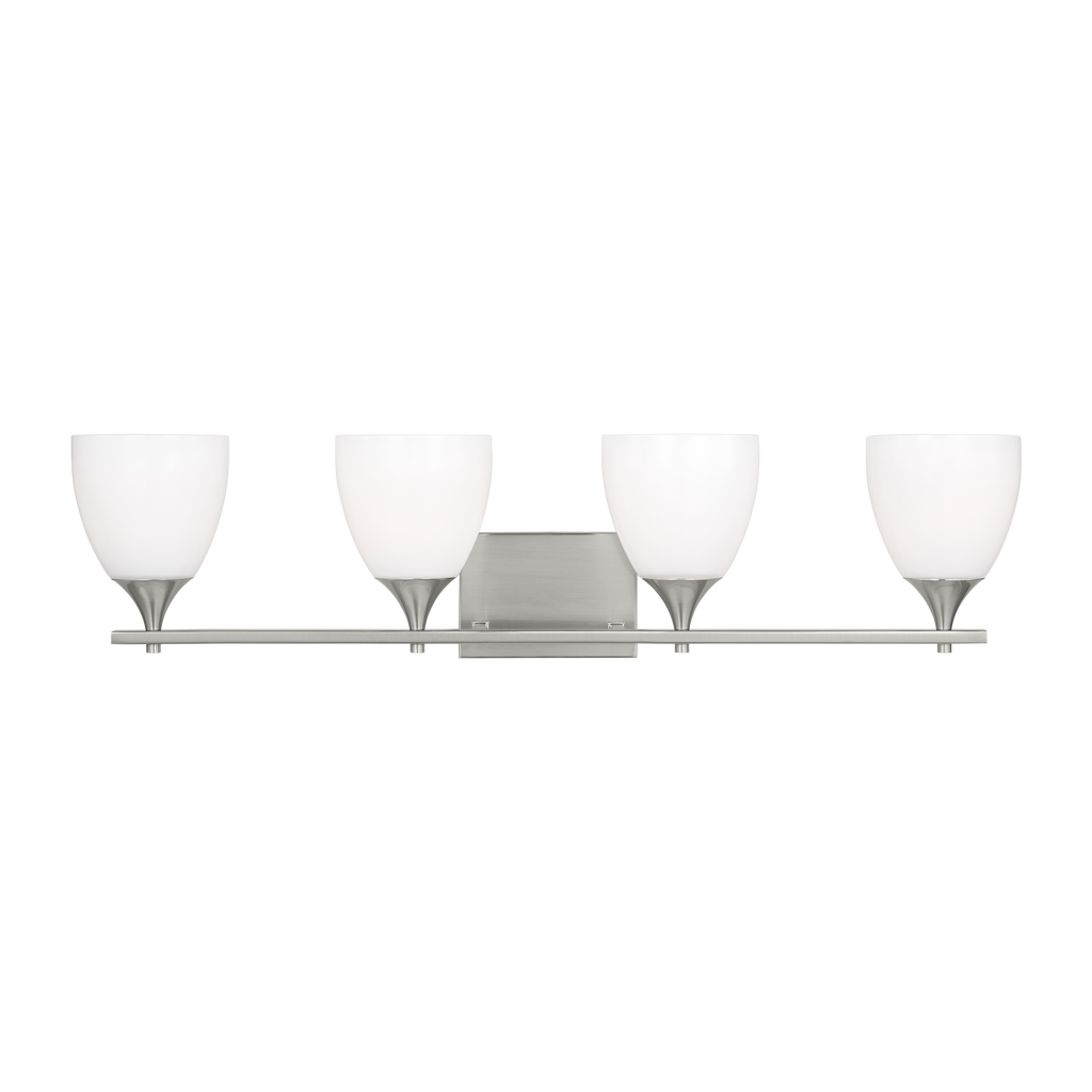 Toffino 4-Light Bath Sconce | Brushed Steel | Milk Glass