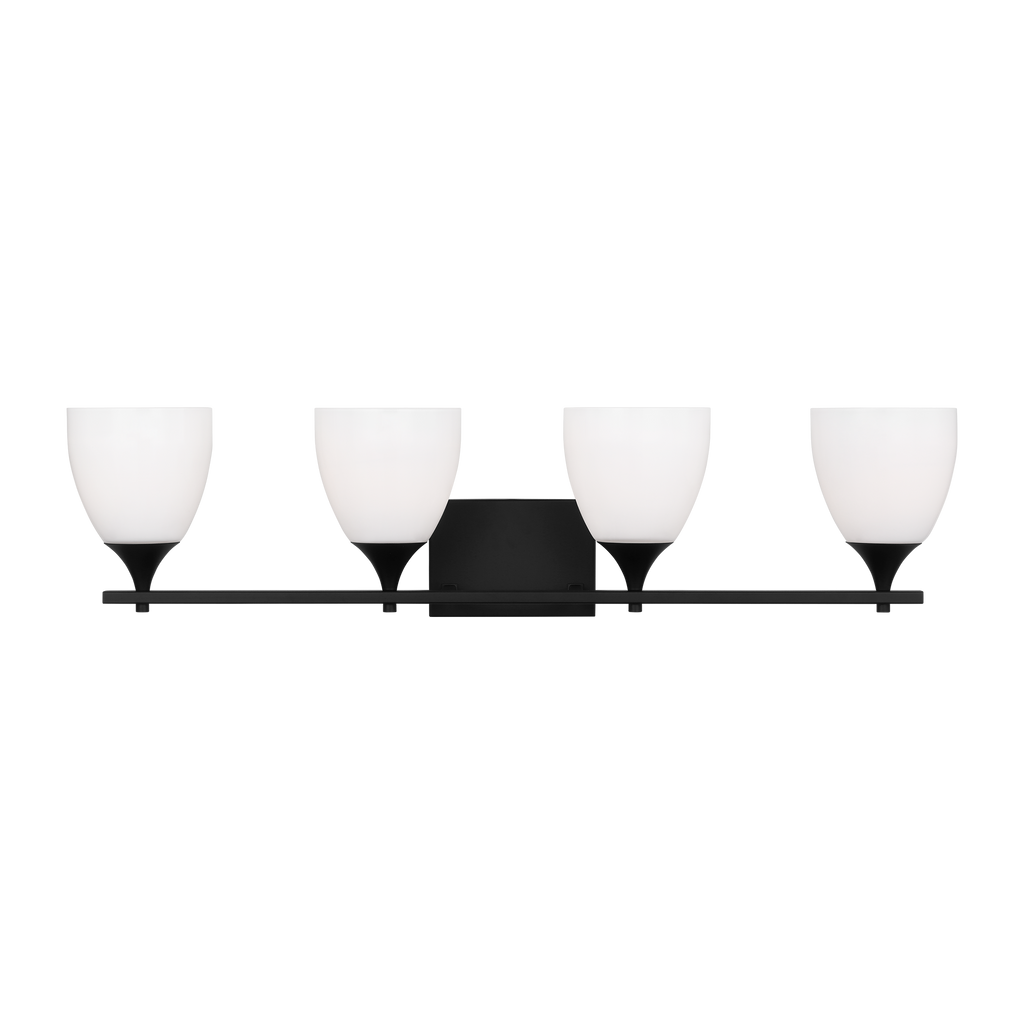 Toffino 4-Light Bath Sconce | Midnight Black | Milk Glass