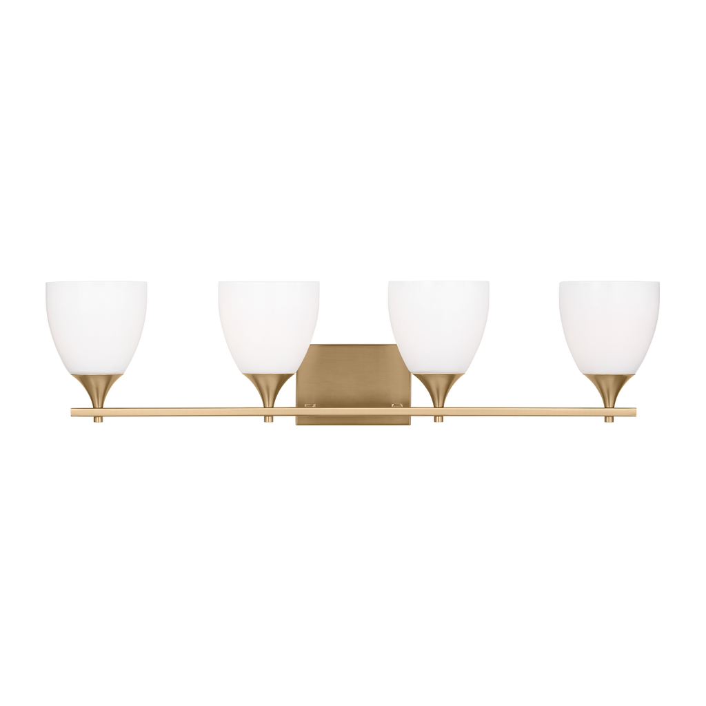 Toffino 4-Light Bath Sconce | Satin Brass | Milk Glass