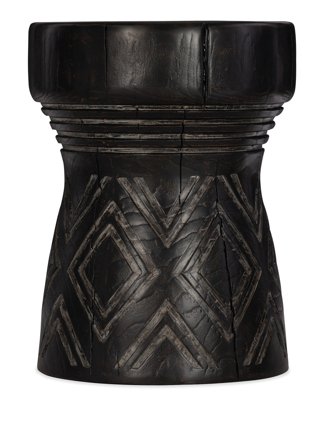 Commerce & Market Carved Stump Side Table | Black