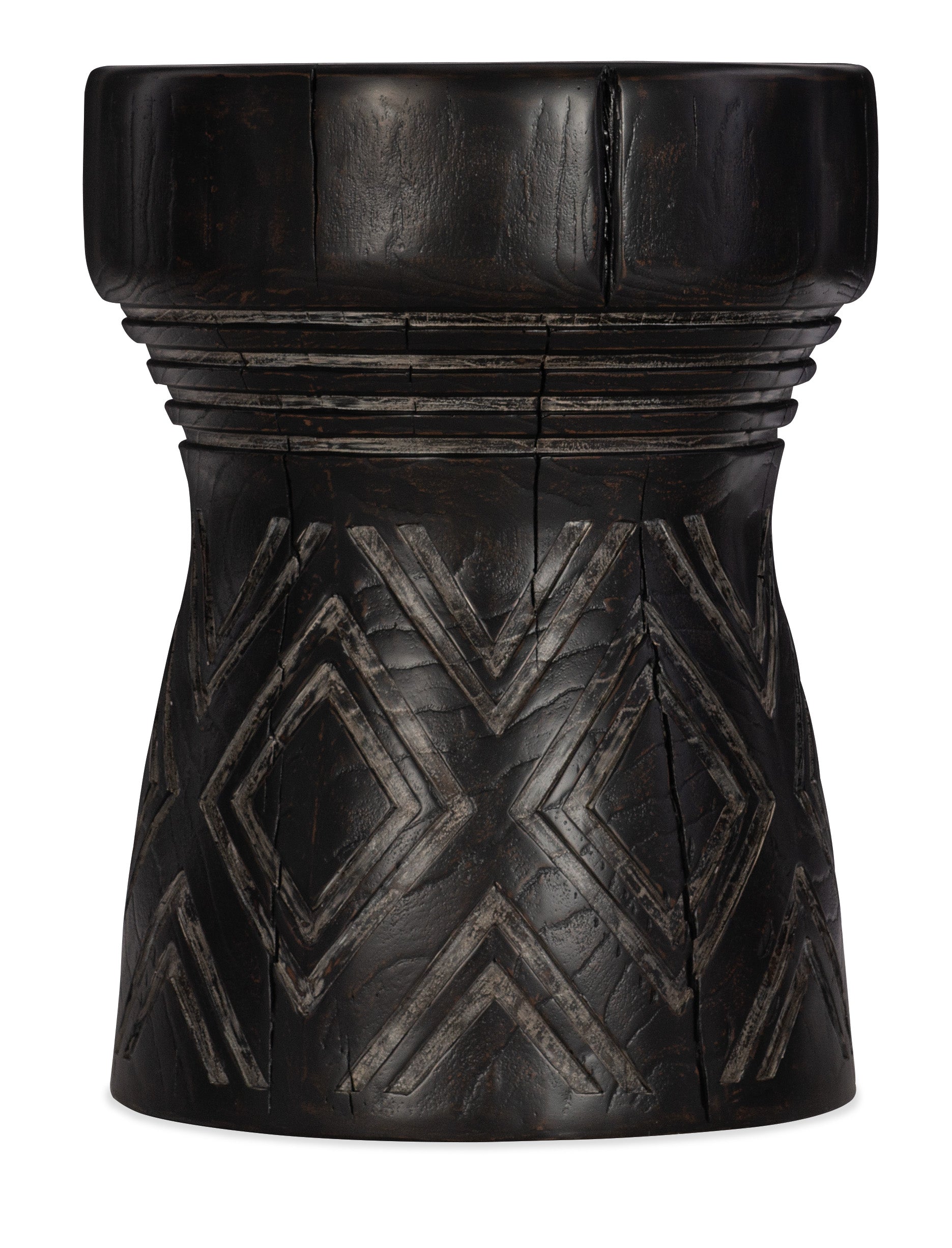 Commerce & Market Carved Stump Side Table | Black