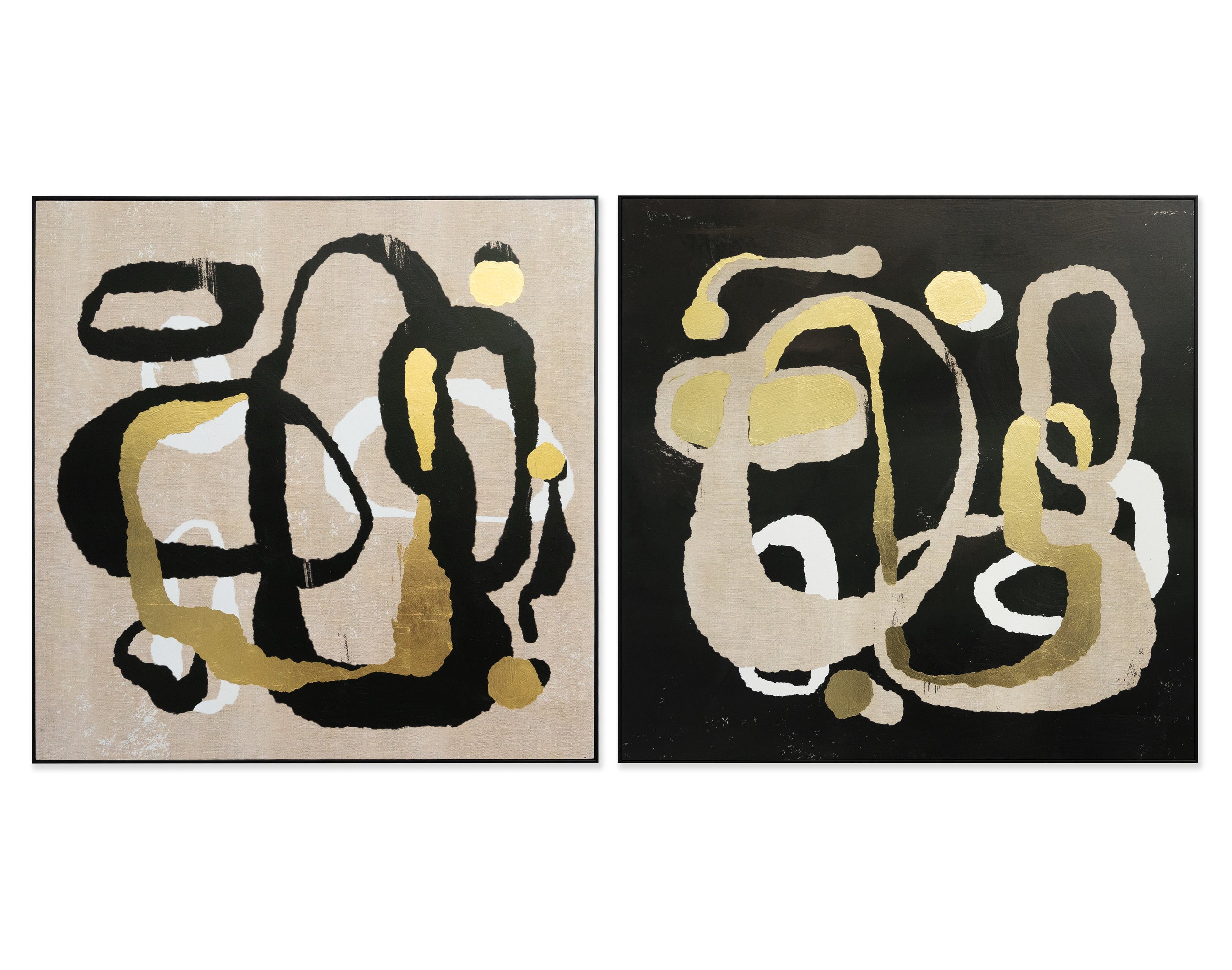 Fun And Whimsy (Set Of 2) - 48" X 48" - Black Floater Frame