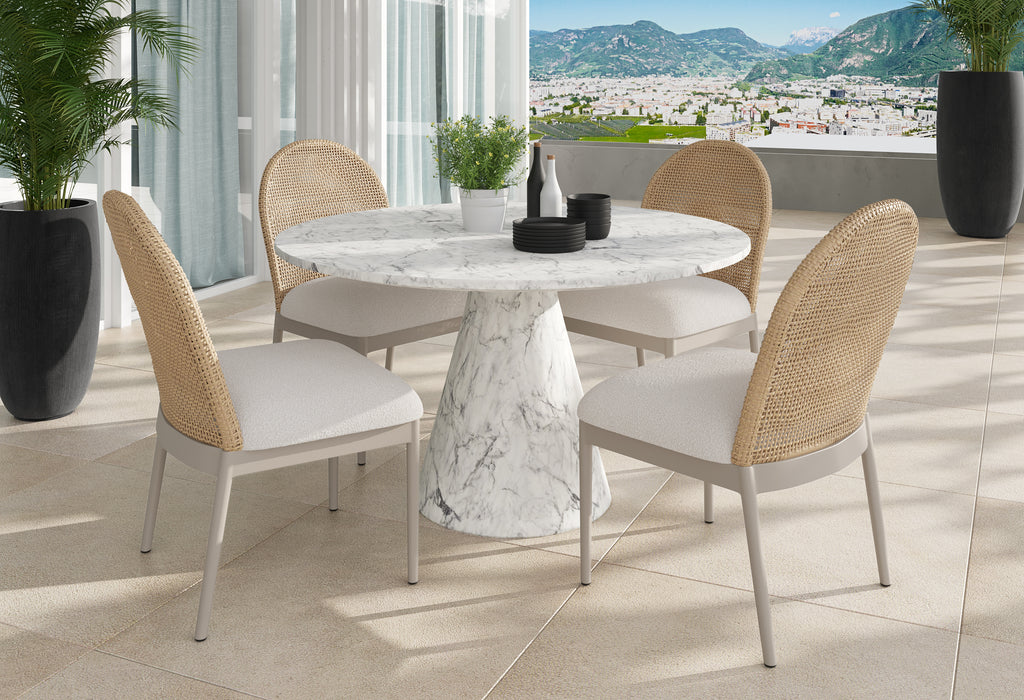 Shelburne Dining Table - Marble Look - White - 47"