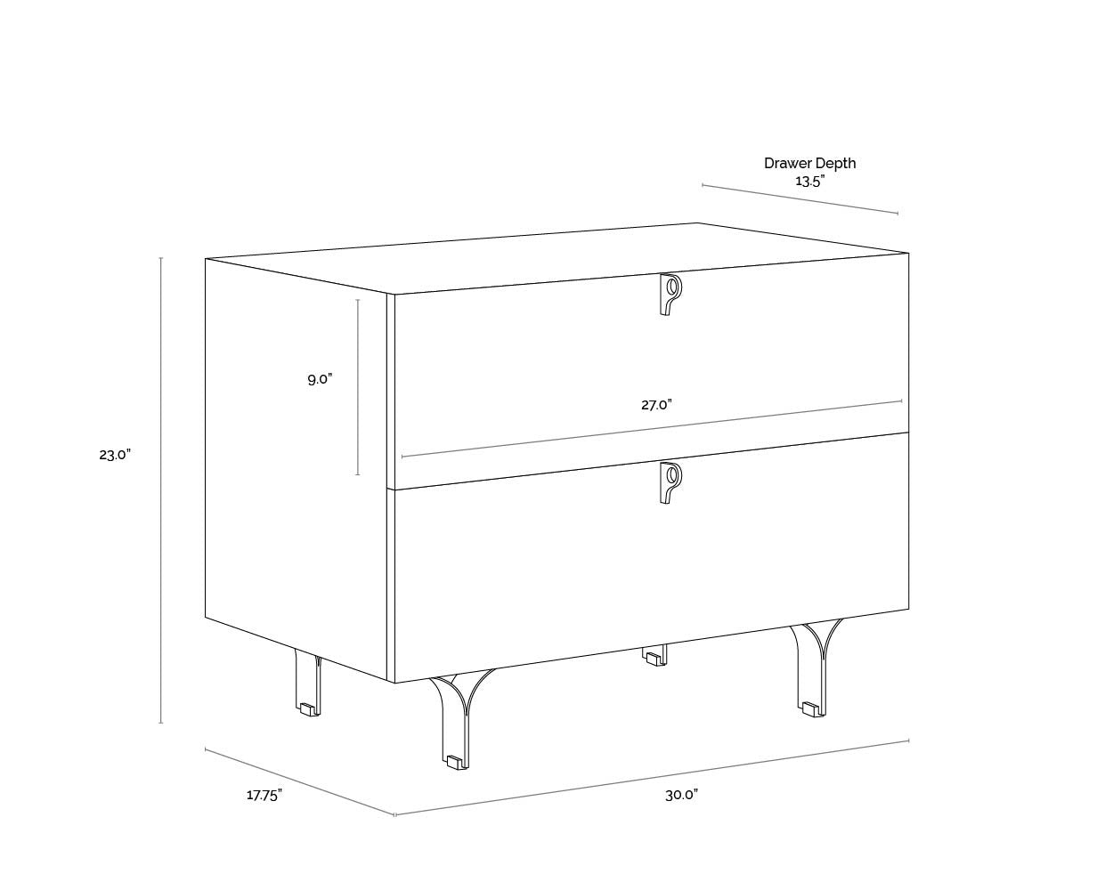 Celine Nightstand - Large - Teal